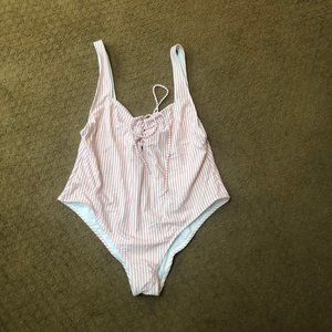 PacSun Pink and White Stripped Bathing Suit